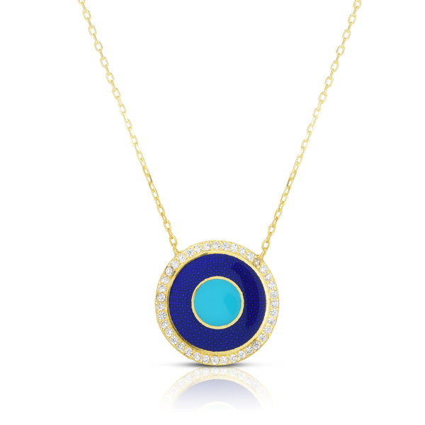 Enamel Circle Pendant Necklace