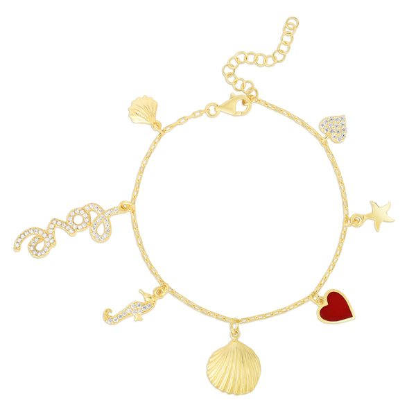 18K Goldplated Sterling Silver Multi-Charm Bracelet