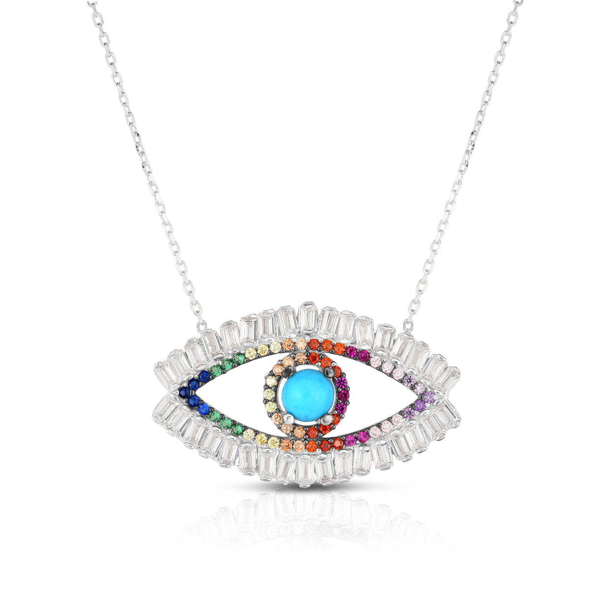 Rainbow Evil Eye Necklace Chloe and Madison Jewelry